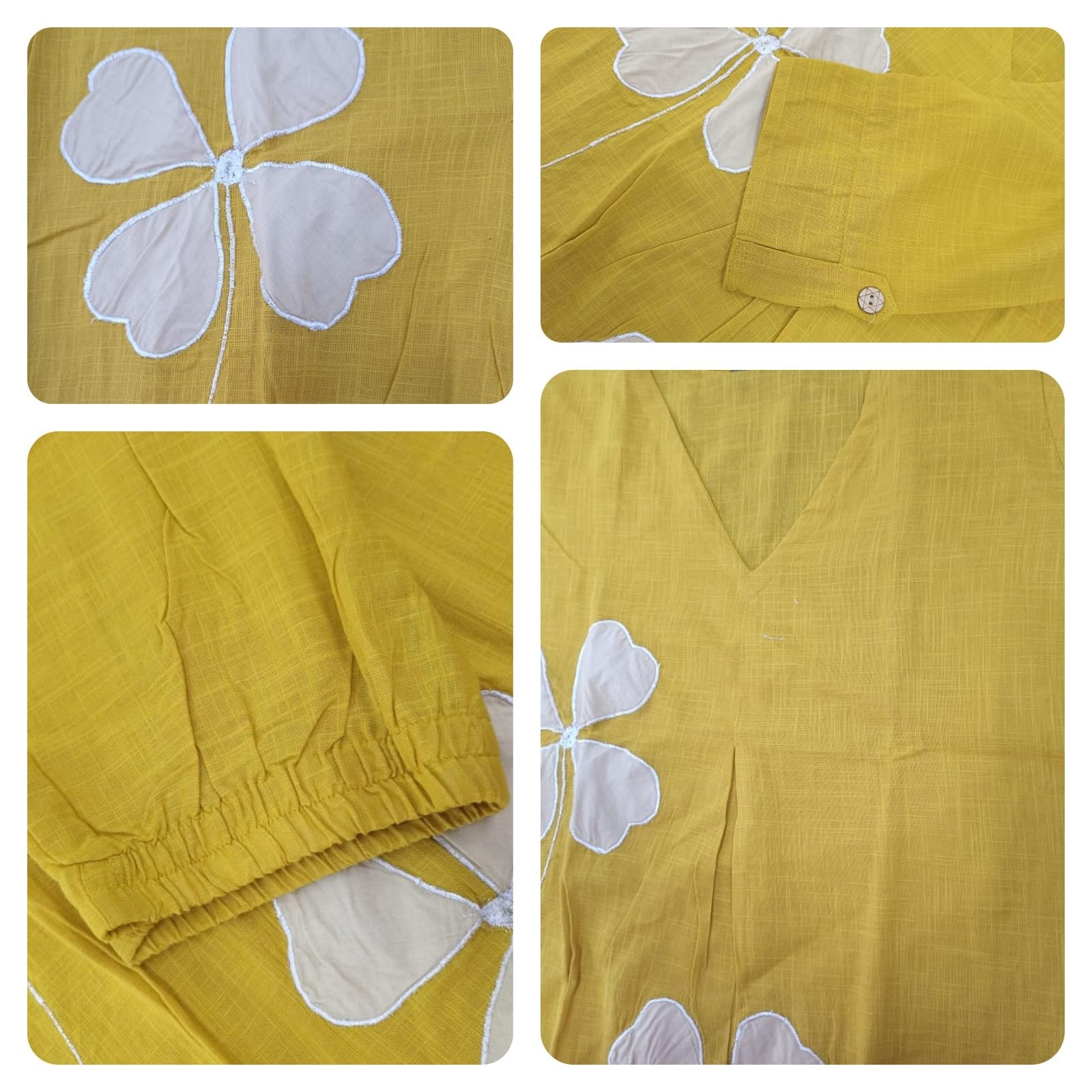 Leriya Fashion Set Kurta da donna in cotone con pantaloni | Set kurti etnico con scollo a V con maniche a 3/4 | Abito estivo etnico elegante da donna | Set kurta festivo con stampa floreale da donna