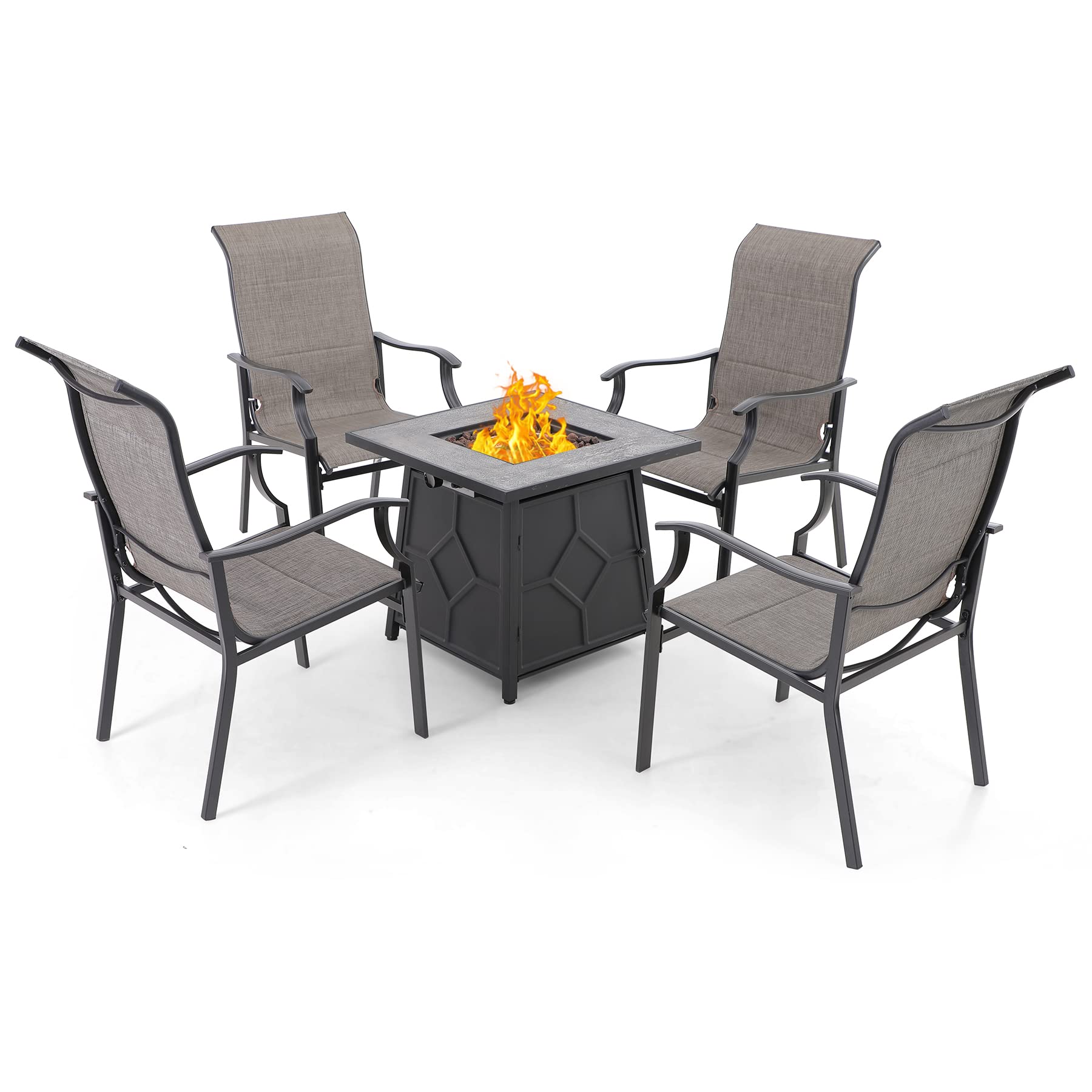 Buy PHI VILLA 28” Propane Fire Table Set for 4, Fire Pit Table with