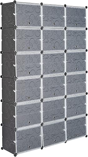 Organizador de almacenamiento para zapatos, estantes de zapatos de 12 niveles, estante de armario portátil, zapatero negro con puertas expandible y