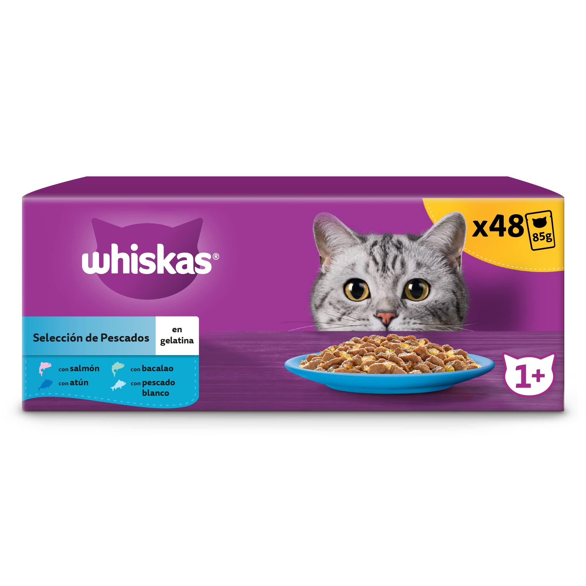 whiskas Comida Húmeda para Gatos Selección Pescados Multipack 4x12x85g & Comida Húmeda para Gatos Selección Clásicos Multipack 4x12x85g