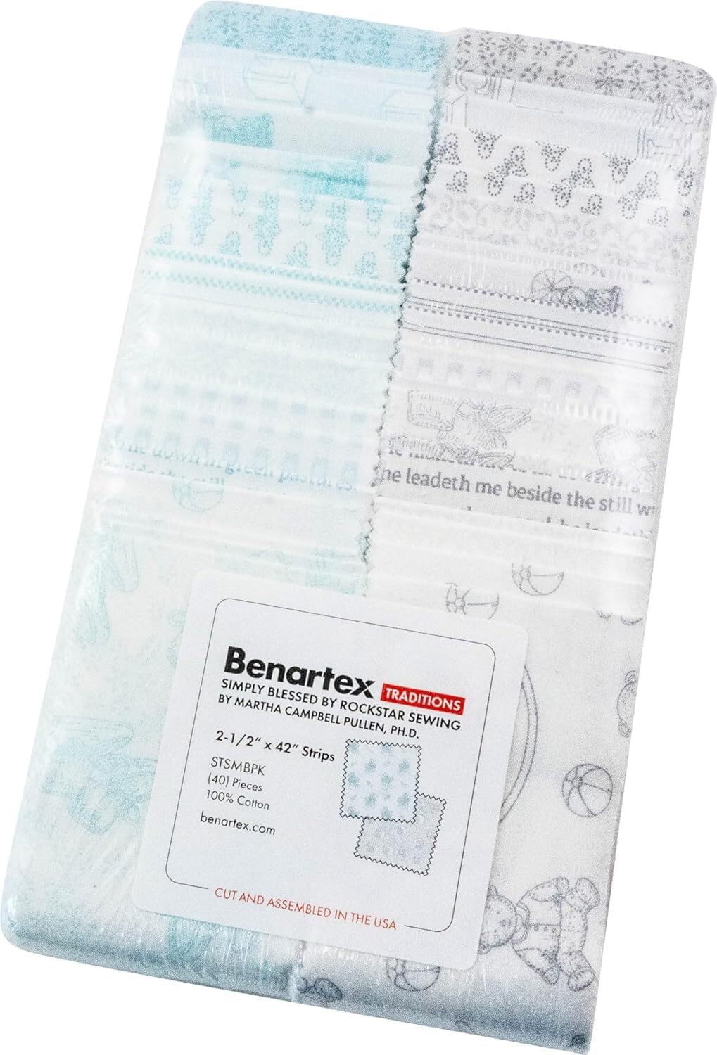 Rockstar Sewing Simply Blessed Strip-Pies 40 2.5-inch Strips Jelly Roll Benartex