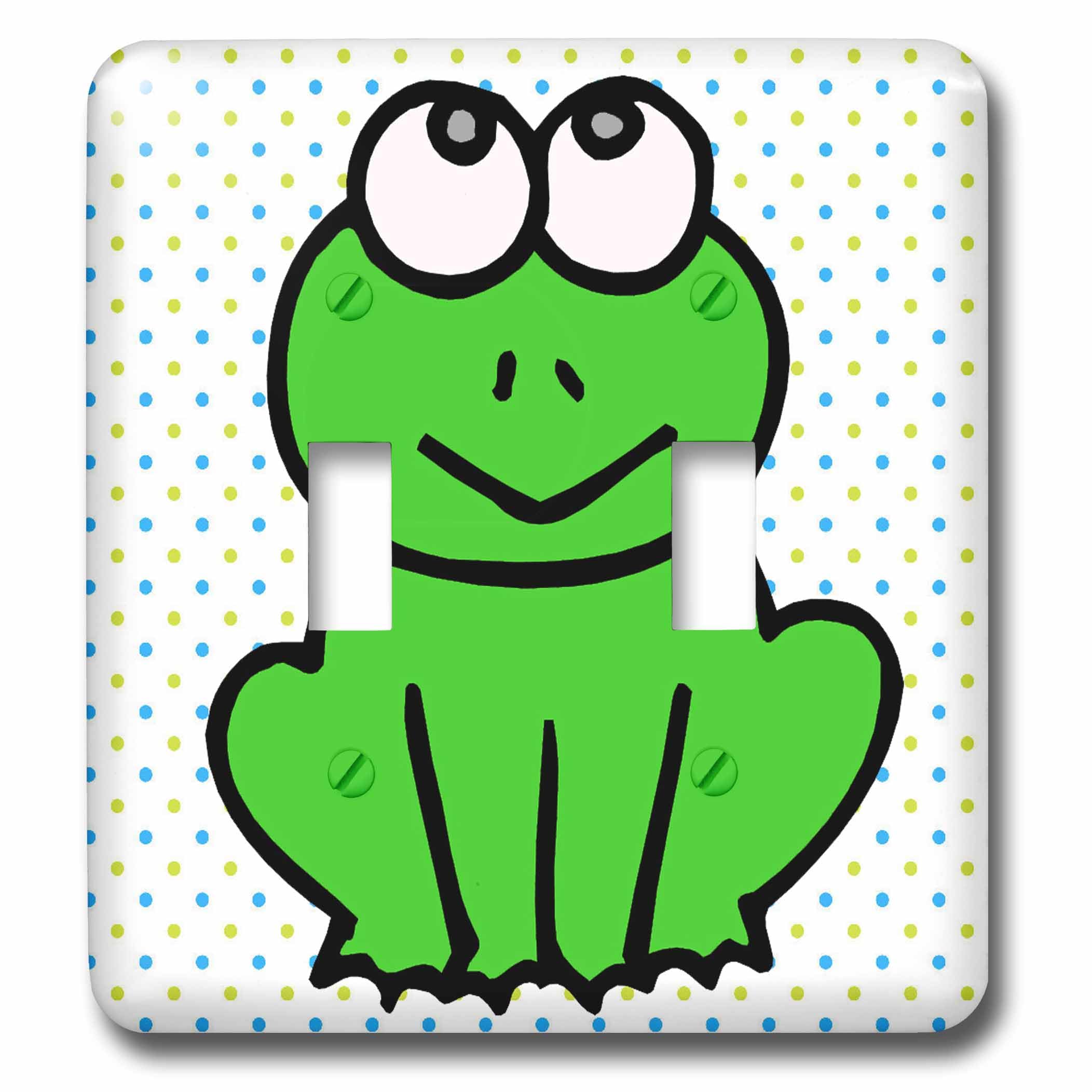 Interrupteur double grenouille verte décoration murale dessin animé 3dRose lsp_116351_2