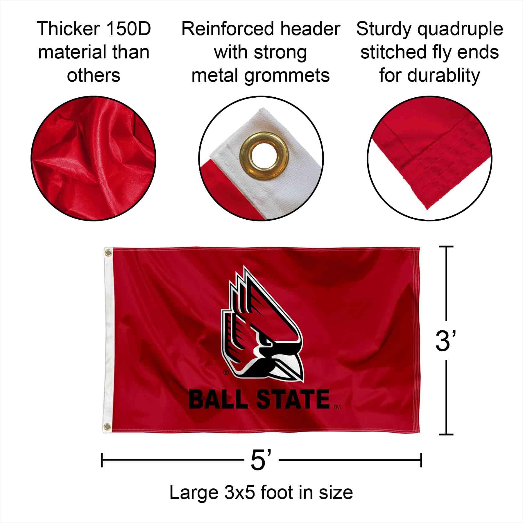 College Flags & Banners Co. Ball State Cardinals New Logo Flag