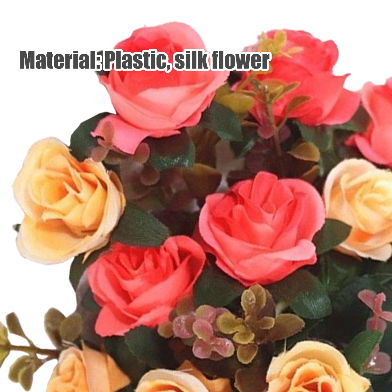 4 mazzi di Rose finte da cimitero da 11, 8'', a 12 Teste, in Seta, Fiori commemorativi per la Decorazione del Vaso della Tomba, Arancione