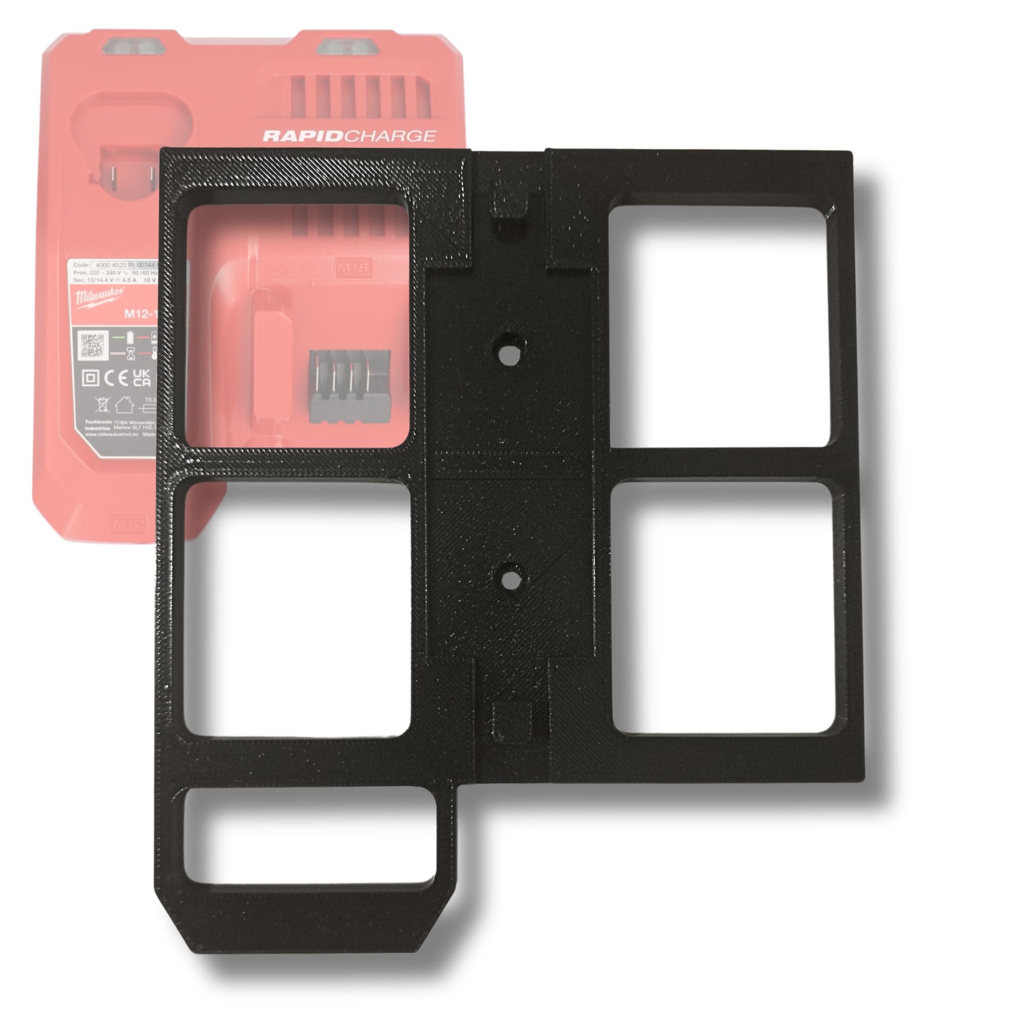 Wall Mount for Milwaukee M12 M18 Combo Battery Charger – Holder Bracket for Rapid Charger – Tool Cart & Workshop Organizer 48-59-1812