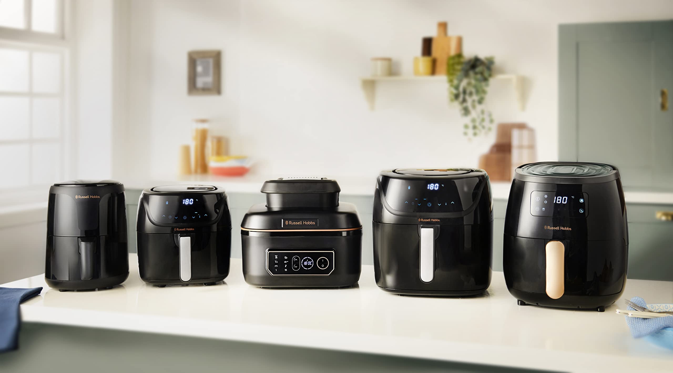 Russell Hobbs Friggitrice ad aria + Multicooker, XXL 5.5 L, 8 funzioni cottura, Energy saving, doppie resistenze come un forno, no olio, 1600 W, lavastoviglie ok, max 260°C, Satisfry & Grill 26520-56