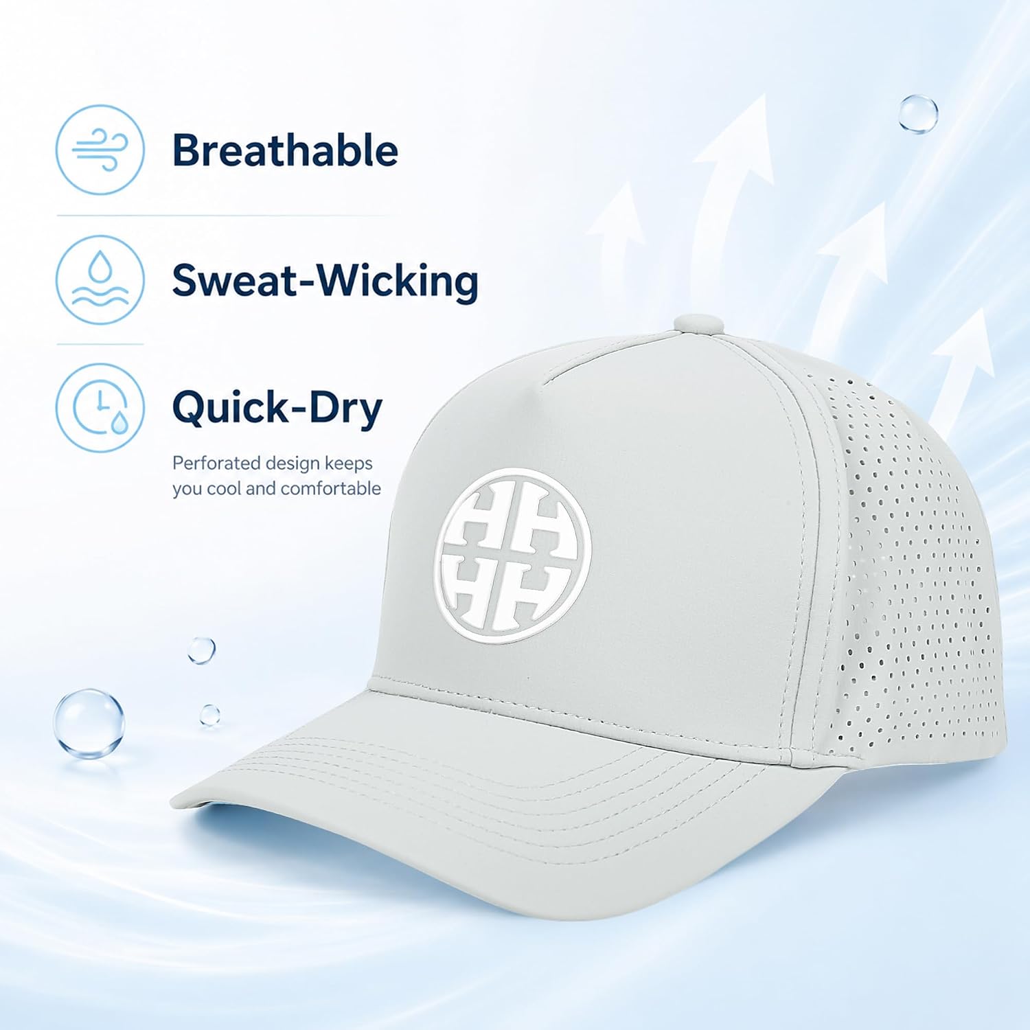HH HOFNEN Quick Dry Baseball Cap Mesh Snapback Hat Golf Ball Cap Men Women
