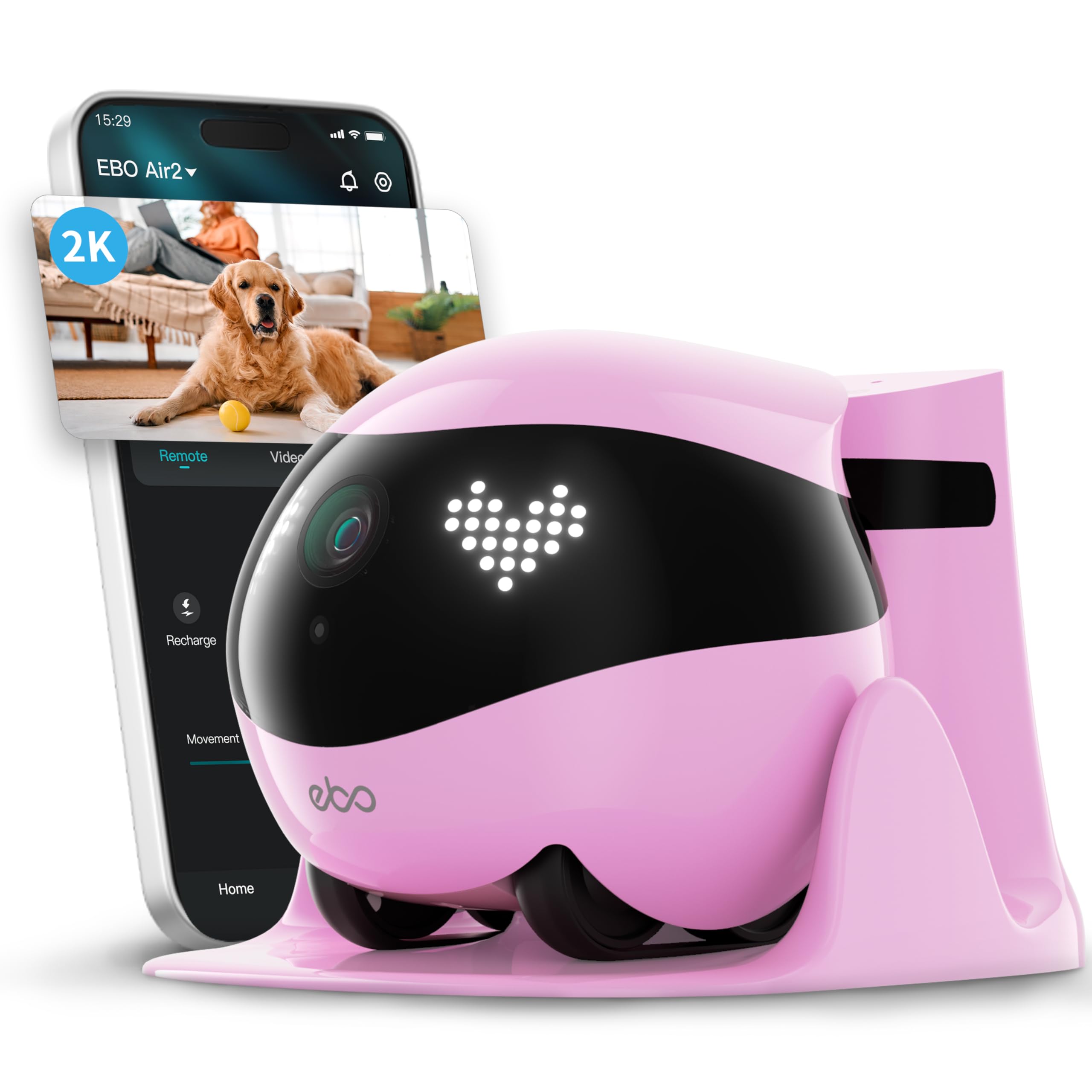 Enabot EBO Air 2 FamilyBot-Intelligenter 2K Telecamera di sorveglianza Robot con autoscarica, robot Patrol per la sorveglianza domestica, telecamera wireless per cani e gatti con visione notturna