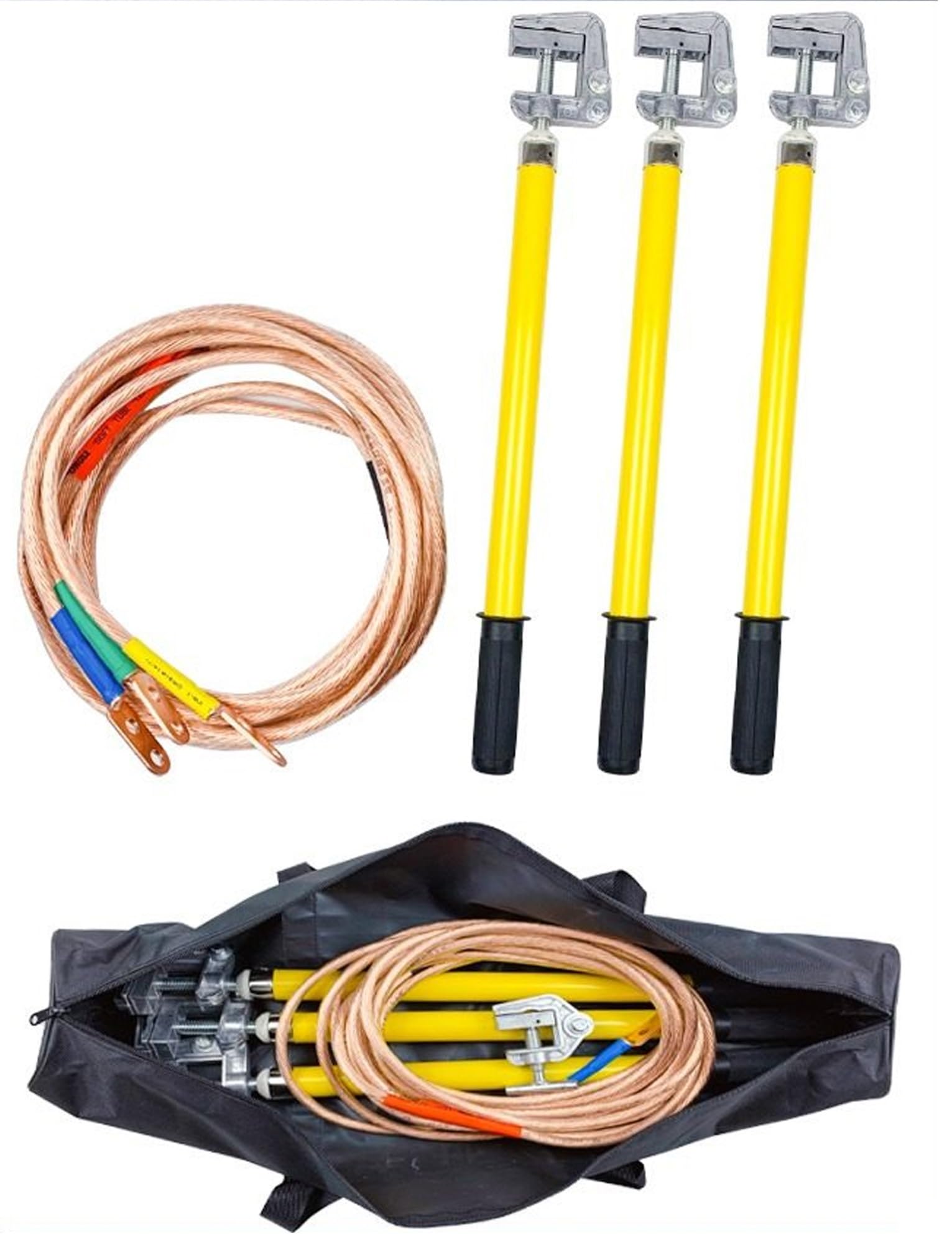 Varilla de conexión a tierra, 10 KV de alto voltaje con cola de alambre de 500 cm, cable de cobre de 25 mm², poste de seguridad aislado para protección eléctrica