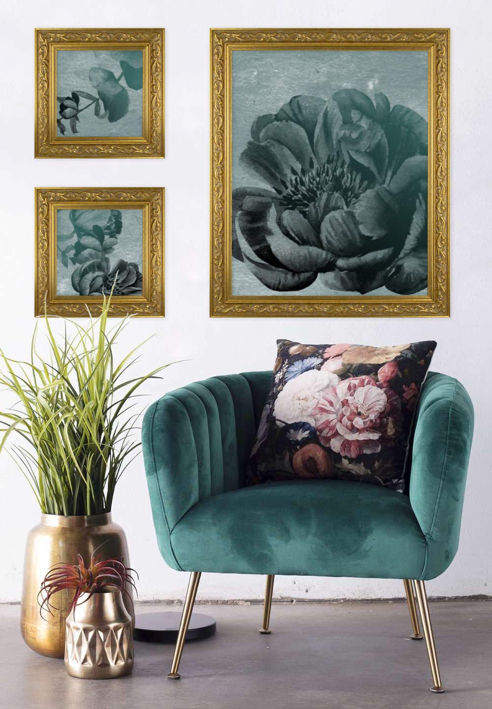 BIRAPA Venedig Massiv-Holz Venedig 40x60 cm in Farbe Gold - Bilder-Rahmen Gold Vintage - Foto-Rahmen Collage