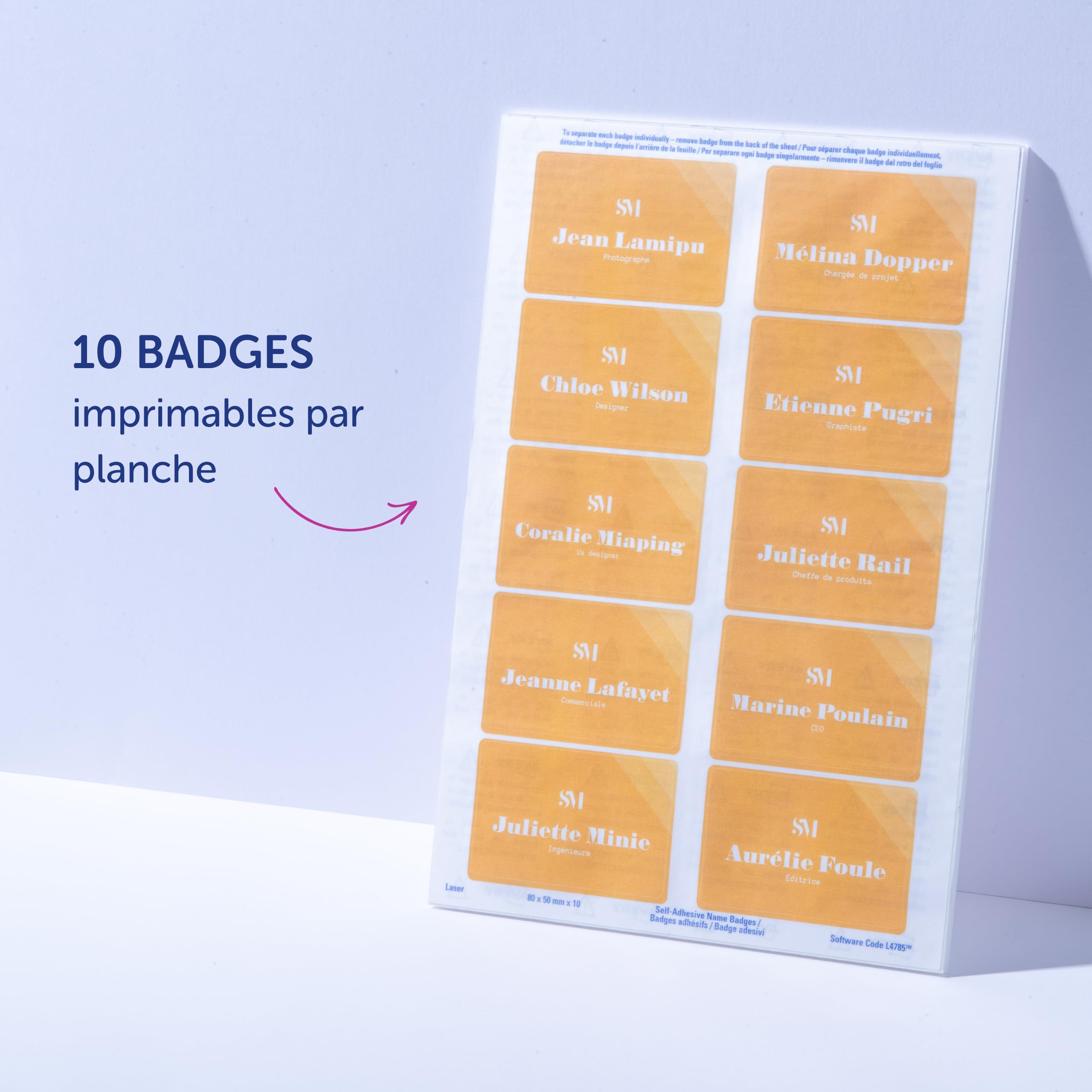 Avery Badge Autocollant Adhésif Textile - 200 Badges Autocollants Soie Acétate Blanche 80 x 50 mm - Impression Laser - Étiquettes Autocollantes - Badges Personnalisables Vêtements - Badge Avery