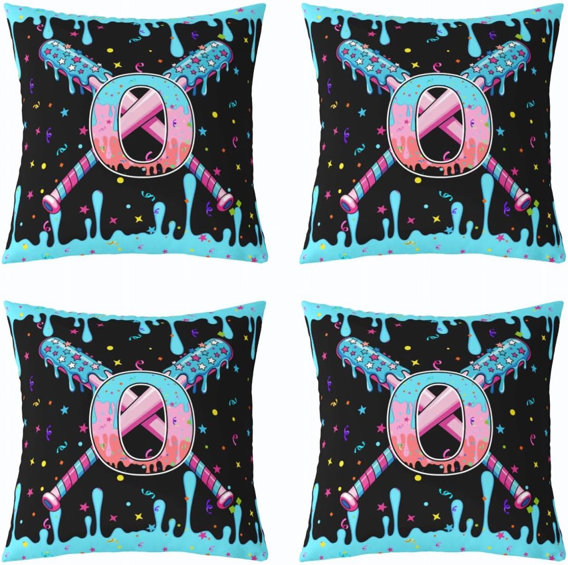 jejeloiu 22 x 22-Inch Set of 2 Baseball Decor Pillowcase Boys Girls Baseball Gaming Throw Pillow Covers for Kids Ultra Personalized Initial Letter O Cushion Case Sports Theme Room Decor Microfiber image 4