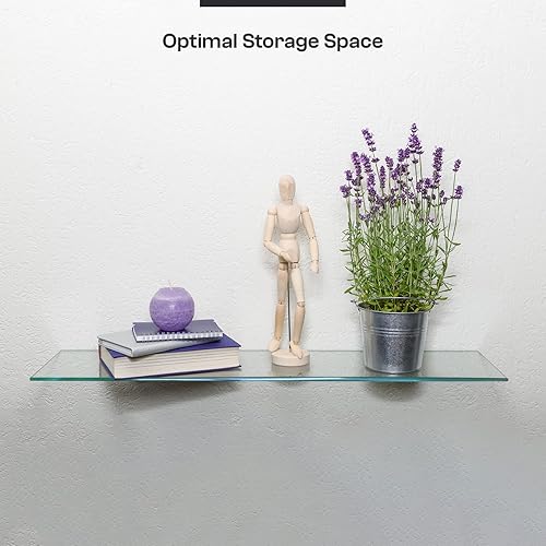 Miniatura 6 de Fab Glass and Mirror Estantes de vidrio cortados a medida, borde de lápiz de 12 pulgada de grosor, estantes flotantes de vidrio templado montados en