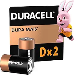 Duracell Pilhas Alcalinas D Grande Pack 2 Unidades – Ideal para Lanternas Industriais e Equipamentos Médicos
