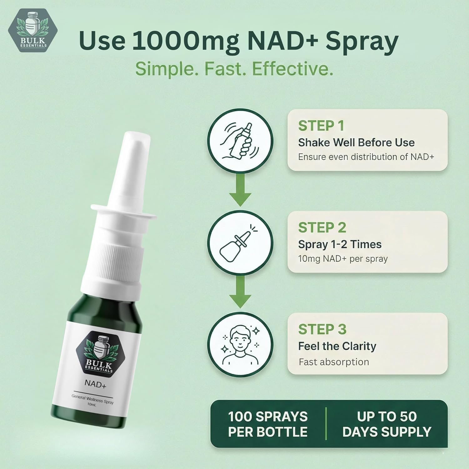 NAD+ Spray, Nicotinamide Adenine Dinucleotide, 100 Sprays, 10mg Per Spray — Amazon image 6