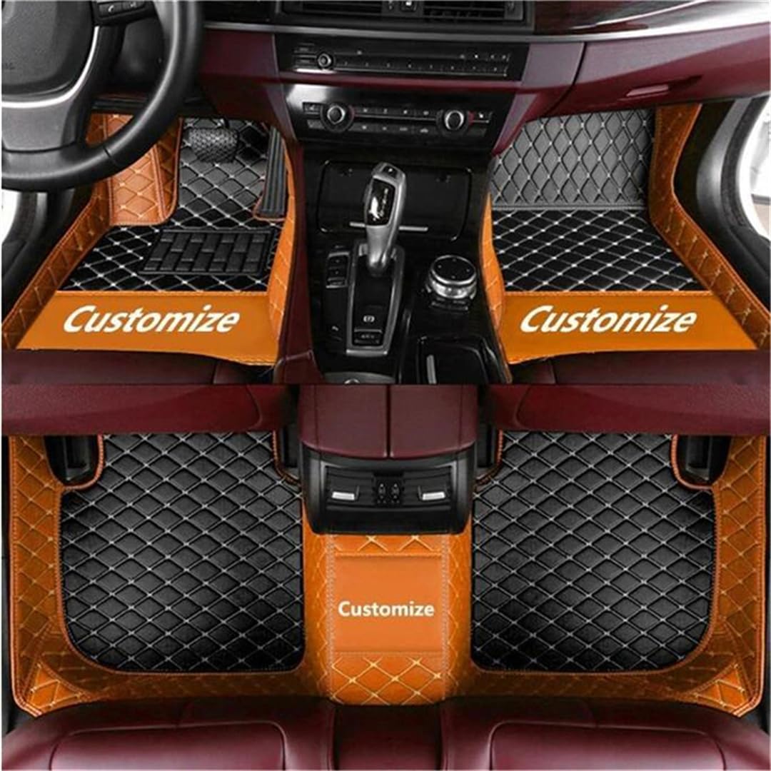Custom car Floor mats Suitable for 98% car Truck SUV,car mats All Weather Personalized,Full Coverage Luxury Car Mats, Anti-Slip Leather Floor mats.Floor Liner Car Accessories (Black and Orange Side)