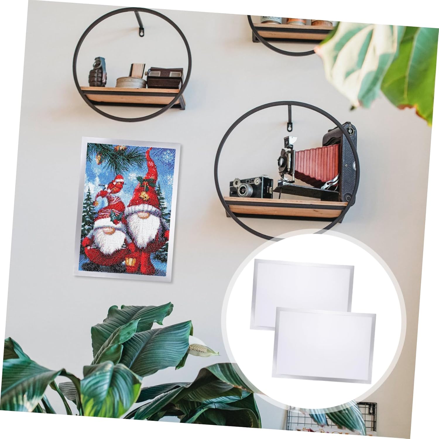 Abaodam 2 sets Self Adhesive Picture Frames Home Magnetic Photo Frames Paintings Display Ideal Refrigerator Window Wall Use Reusable