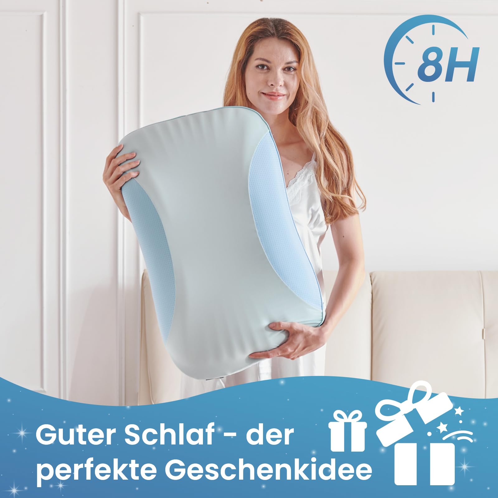 Memory Foam Kühlendes Kopfkissen 40x60 Öko-Tex Nackenkissen | Ergonomisches Memory Foam Kissen für Bauch- und Rückenschläfer, Atmungsaktiv Belüftungskanälen, Abnehmbarer Waschbarer Bezug