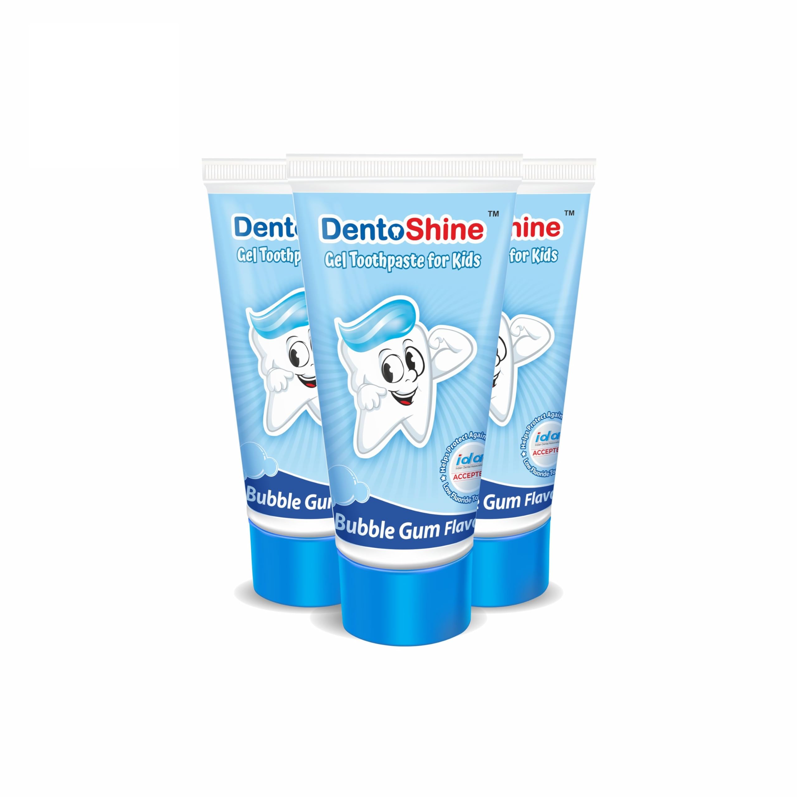 DentoShine Gel Toothpaste for Kids | Pack of 3 (3, Bubblegum) | IDA Accepted