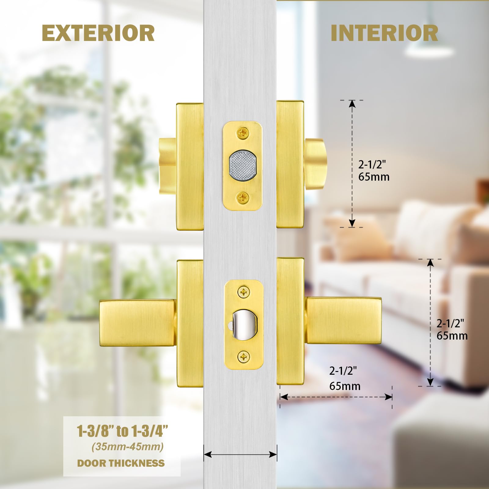Newlaking Crystal Glass Door Knob With Single Cylinder Deadbolt Lock Set - Brushed Nickel Finish For Interior & Exterior Doors, Secure & Durable Door Handle 1 Pack