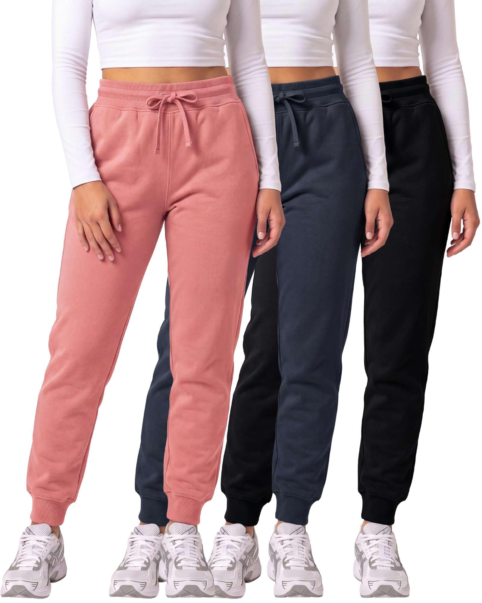 3 Pack Women's Fleece Joggers Sweatpants Lounge Pants Sweats Casual Pockets