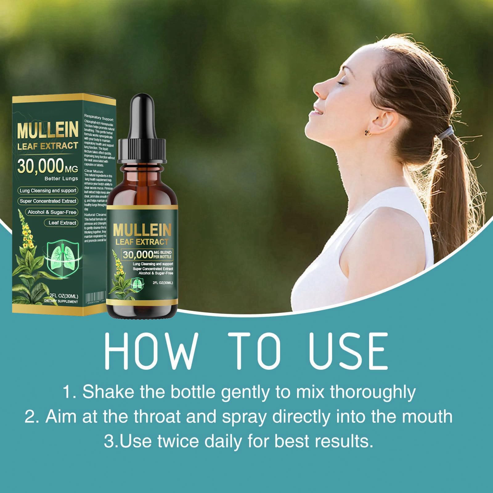 Gotas orgánicas de extracto de hoja de gordolobo para limpieza de pulmón, gotas de gordolobo para pulmones, extracto de hoja de gordolobo para pulmones, limpieza y apoyo respiratorio, fórmula natural