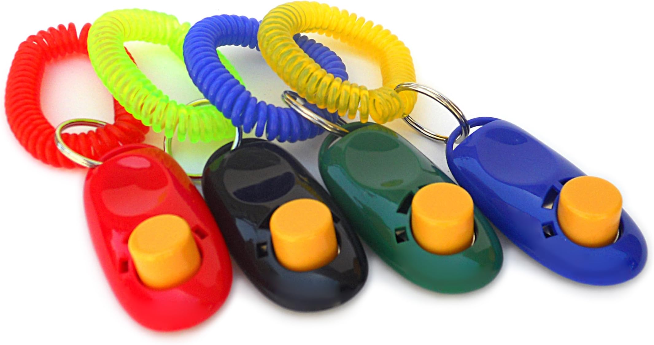 Petzooli Big Button Pet Dog Cat Training Clickers, click with wrist bands - Set of 4