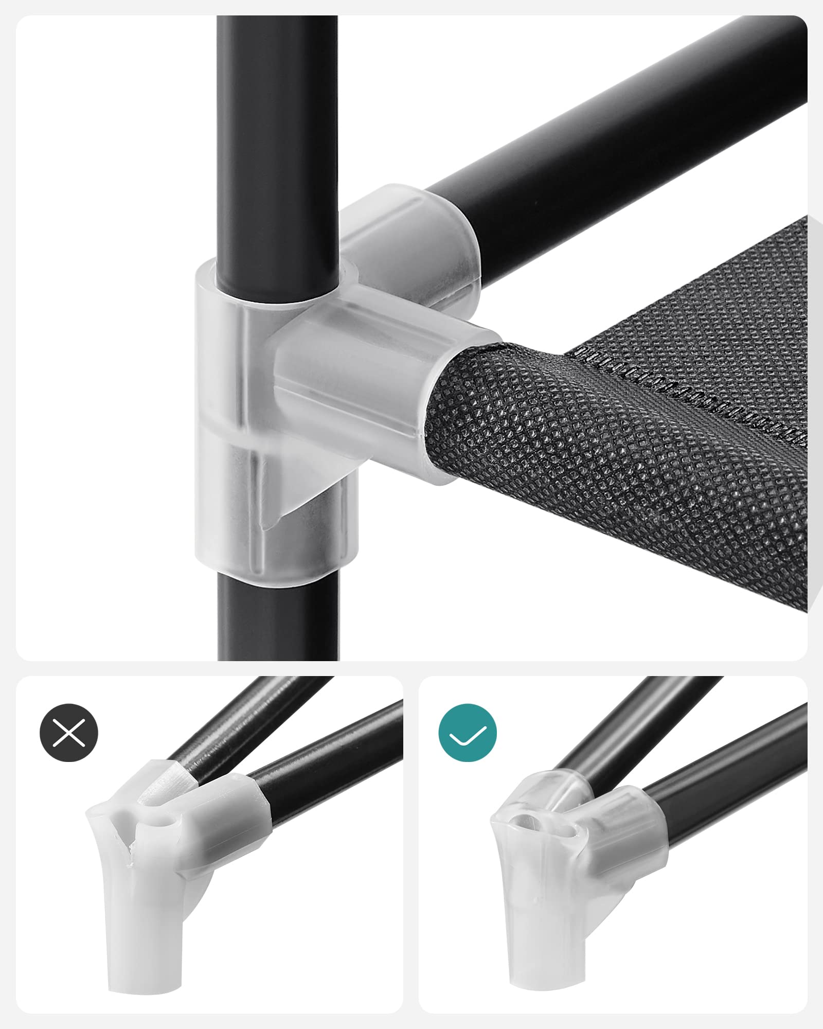 SONGMICS Guardaroba, Armadio Portatile, 4 Barre Appendiabiti, Ripiani, 4 Tasche Laterali, 45 x 170 x 167 cm, Grande Capienza per Camera da Letto, Soggiorno, Nero Inchiostro RYG094B02