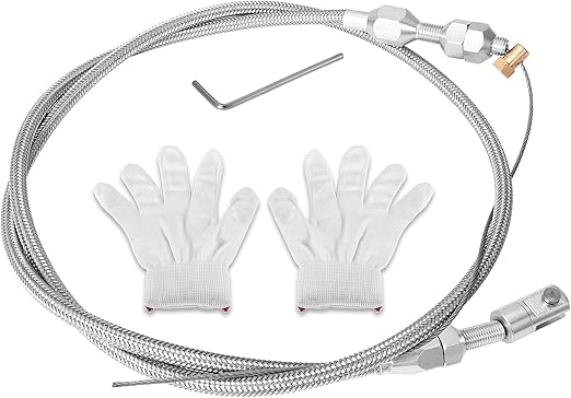 Spurtar 36" Braided Throttle Cable Kit, Compatible with 97-07 Chevrolet/Chevy LS1 Engine 4.8L 5.3L 5.7L 6.0L, 36in Accelerator Throttle Cable Repair Kit Stainless Steel Swap Fuel Line