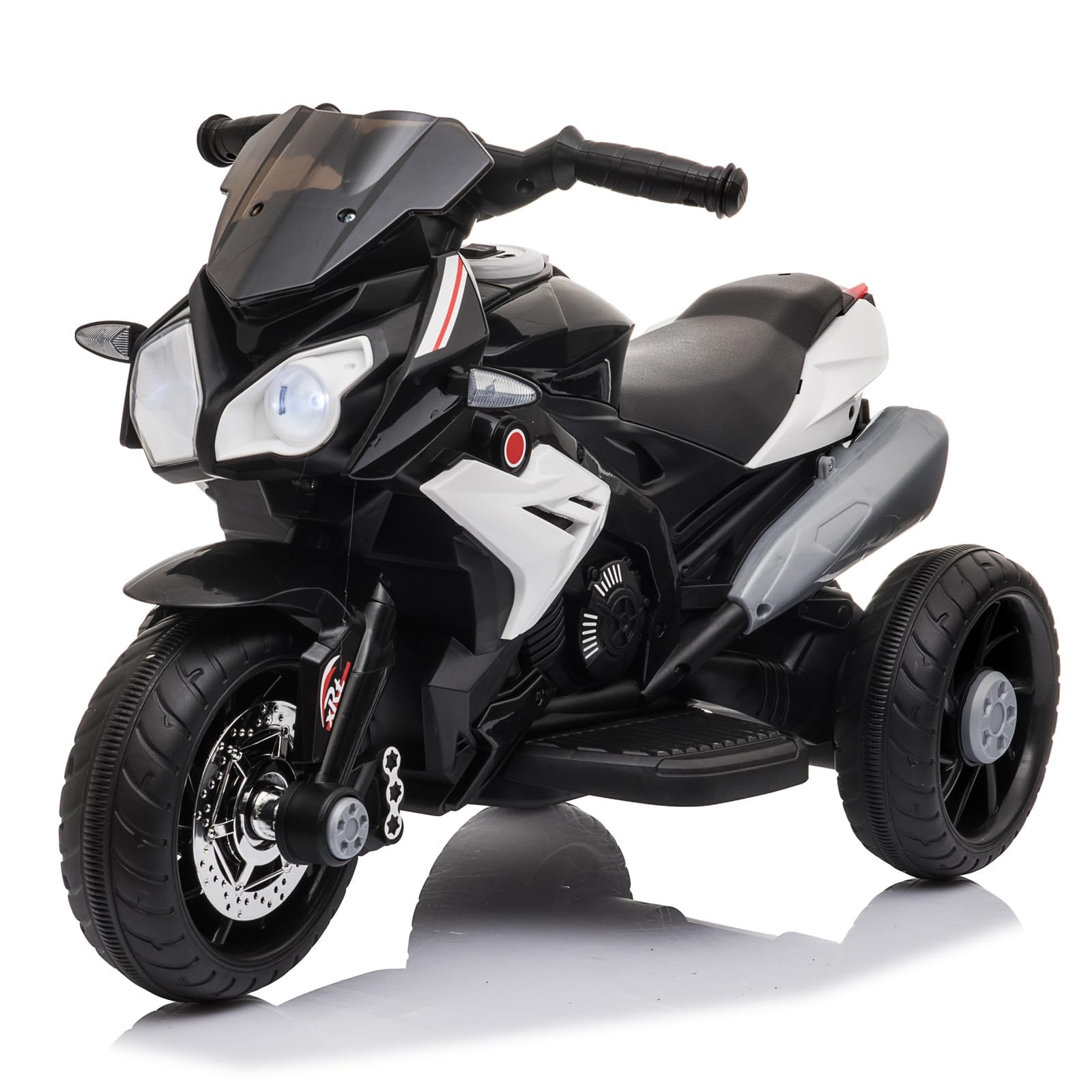 LEADZM Moto électrique pour Enfants de 3 à 5 Ans 6 V 7 Ah, Vitesse Max 3 km/h avec Musique & Lumière (Noir)