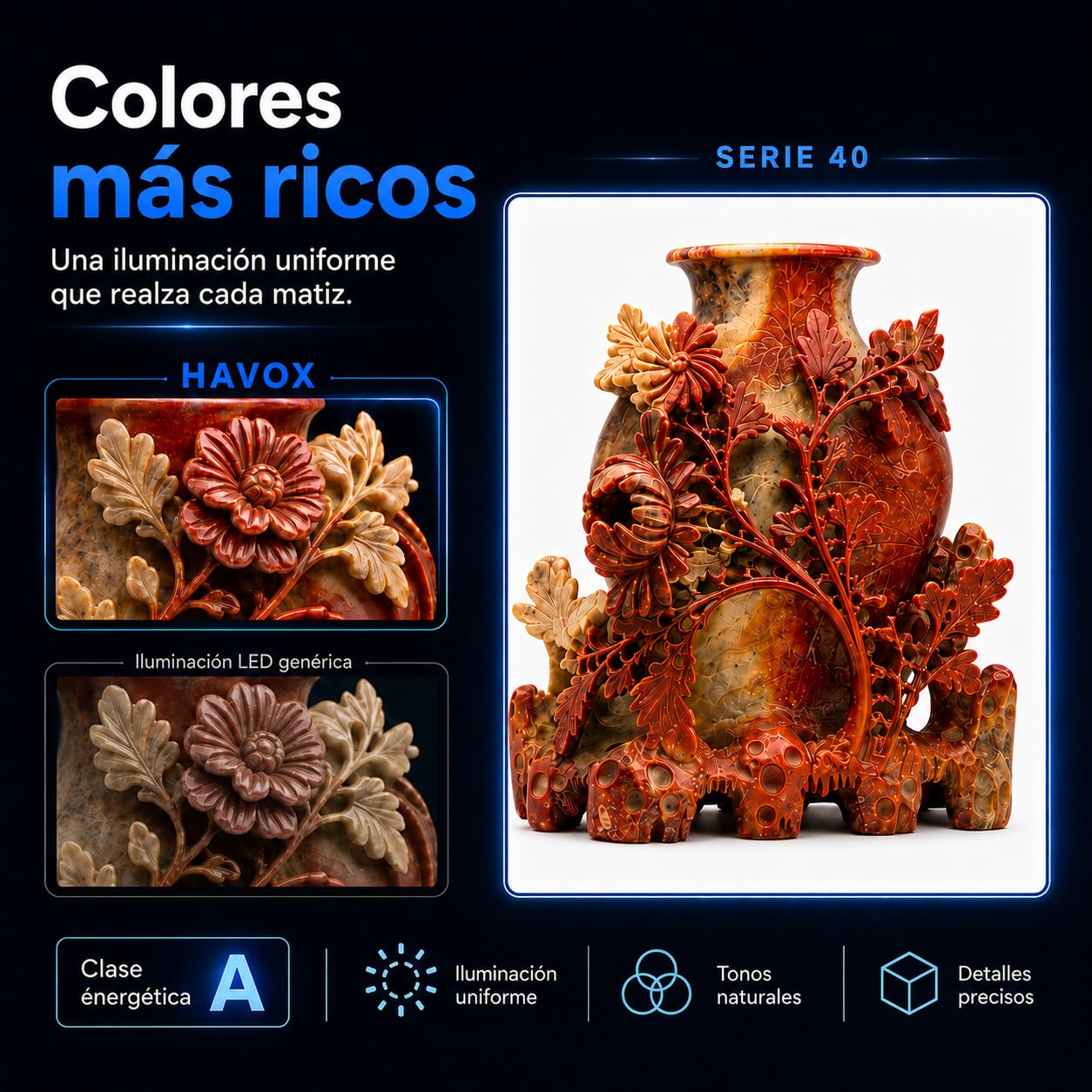 HAVOX Estudio Fotográfico HPB-40XD - 40x40x40cm – Caja de Luz LED 5500K 26000lm – Lightbox Portátil con 4 Paneles Inclinados – Mini Estudio E-Commerce – Fotografía de Producto Amazon, Packshot