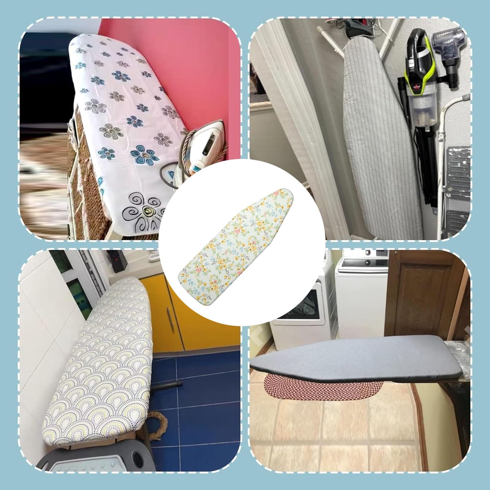 Articoli Essenziali for la Casa, Copriasse da Stiro Universale, Copriasse e Imbottitura for Asse da Stiro, Copriasse da Stiro Spesso, con Bordi Elasticizzati e 2 Elementi di Fissaggio(Small)