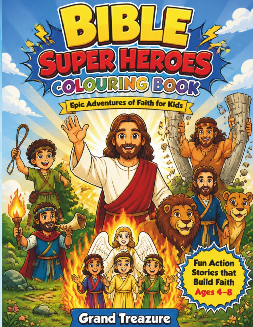 Bible Super Heroes Colouring Book: Epic Adventure of Faith for Kids (Grand Treazure Bible Colouring Series)