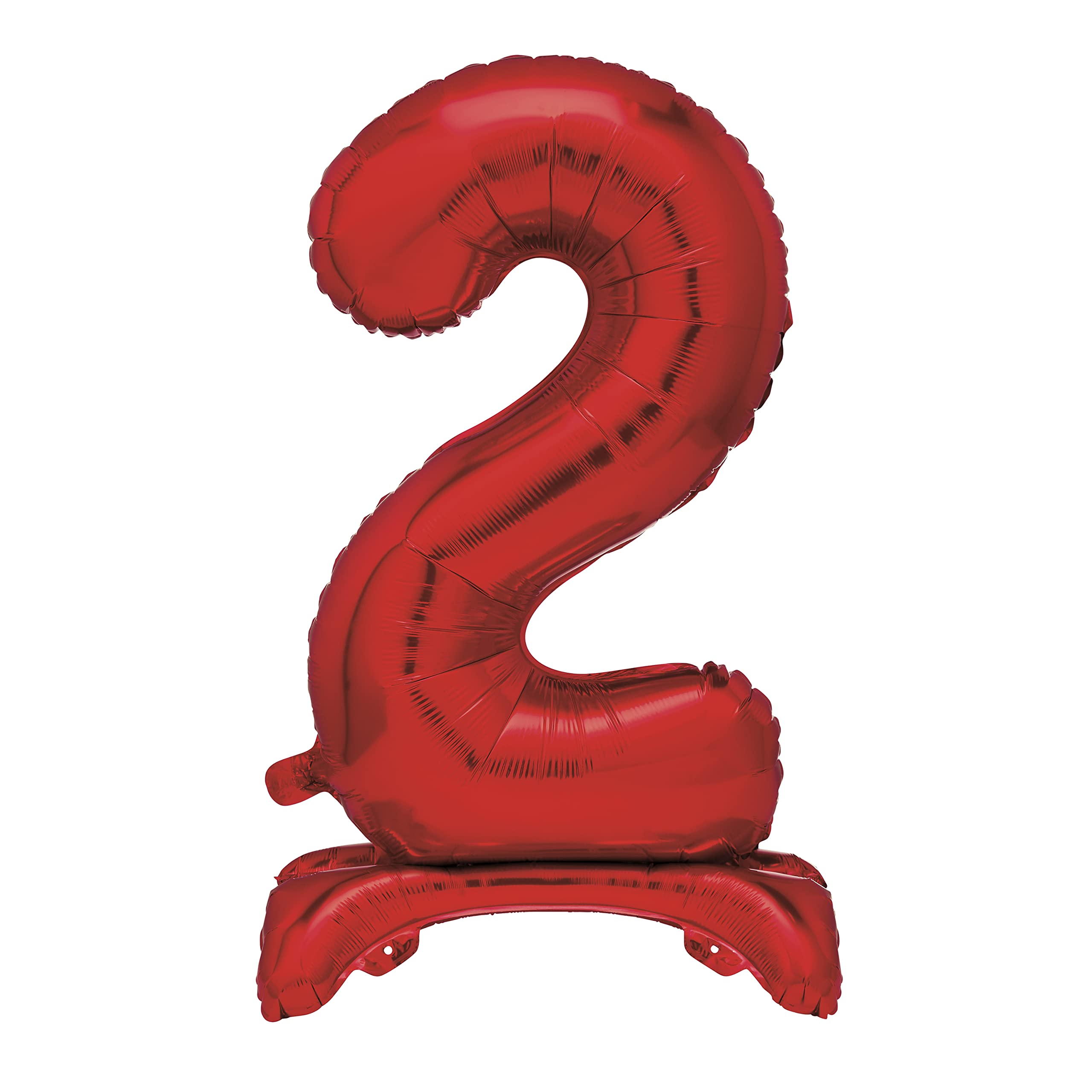 Unique 13422 - Giant Standing Foil Number 2 Balloon - 76 cm - Red, Large