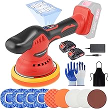 Cordless Car Polisher, Orbital Polisher 6" with 2 Batteries 21V 2.0Ah, Set of 17 Pieces, Touch Screen 8 Variable Speeds for Scratch Removal and Car Details.
