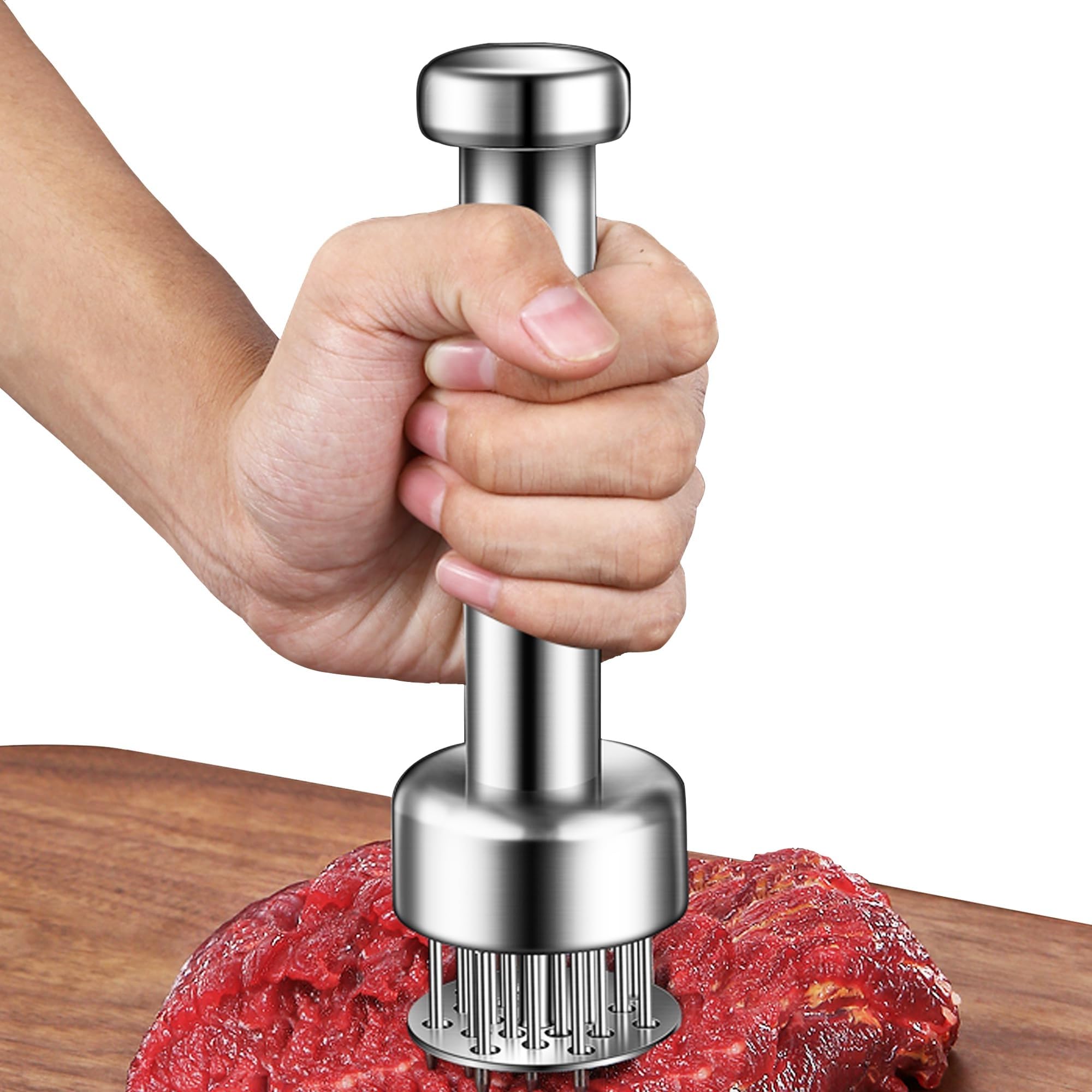 Stainless Steel Meat Tenderizer Tool with 21 Sharp Needles, Handheld Kitchen Tool for Tenderizing Steak, Beef, Chicken, Ideal for BBQ, Marinating & Juicy, Tender Meat