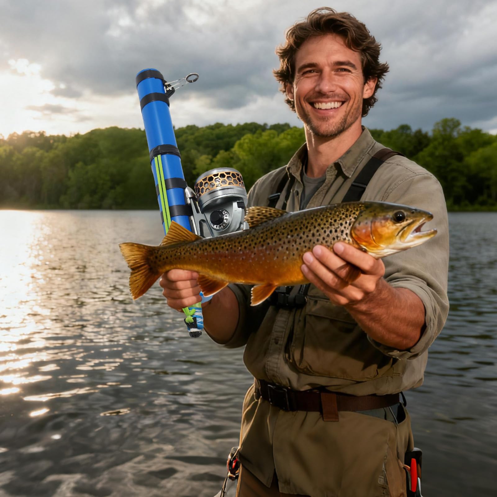 Canna da pesca | Slingshot Design Compact Fish Tool con mulinello, portatile Catapulta Lure Fishing Tools | per spigola, trota, acqua salata, acqua dolce, riva, fiume, stagno, lago