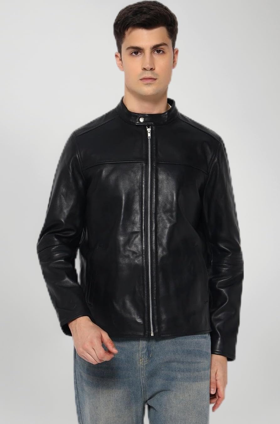 Men’s Timeless Plain Black Leather Jacket for Men | Full Sleeve | Latest Stylish Jacket | Winter Wear Bomber Jacket for Everyday Wear