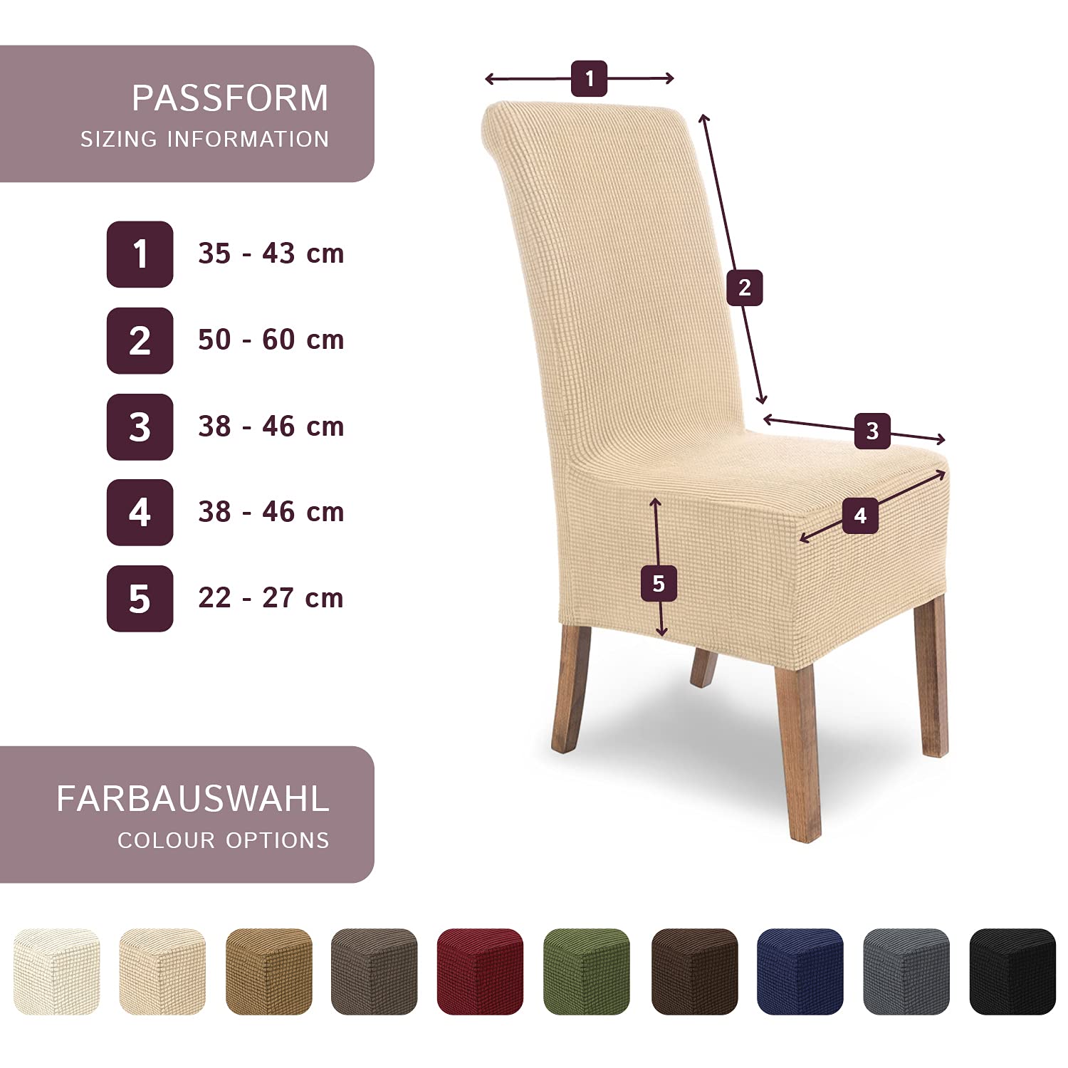 Scheffler Home Stuhlhussen Creme 6er Set Microfaser Stretch Sofia | Elastische Stuhlbezüge, waschbar und pflegeleicht, für Esszimmerstühle und Polsterstühle, Öko-Tex zertifiziert