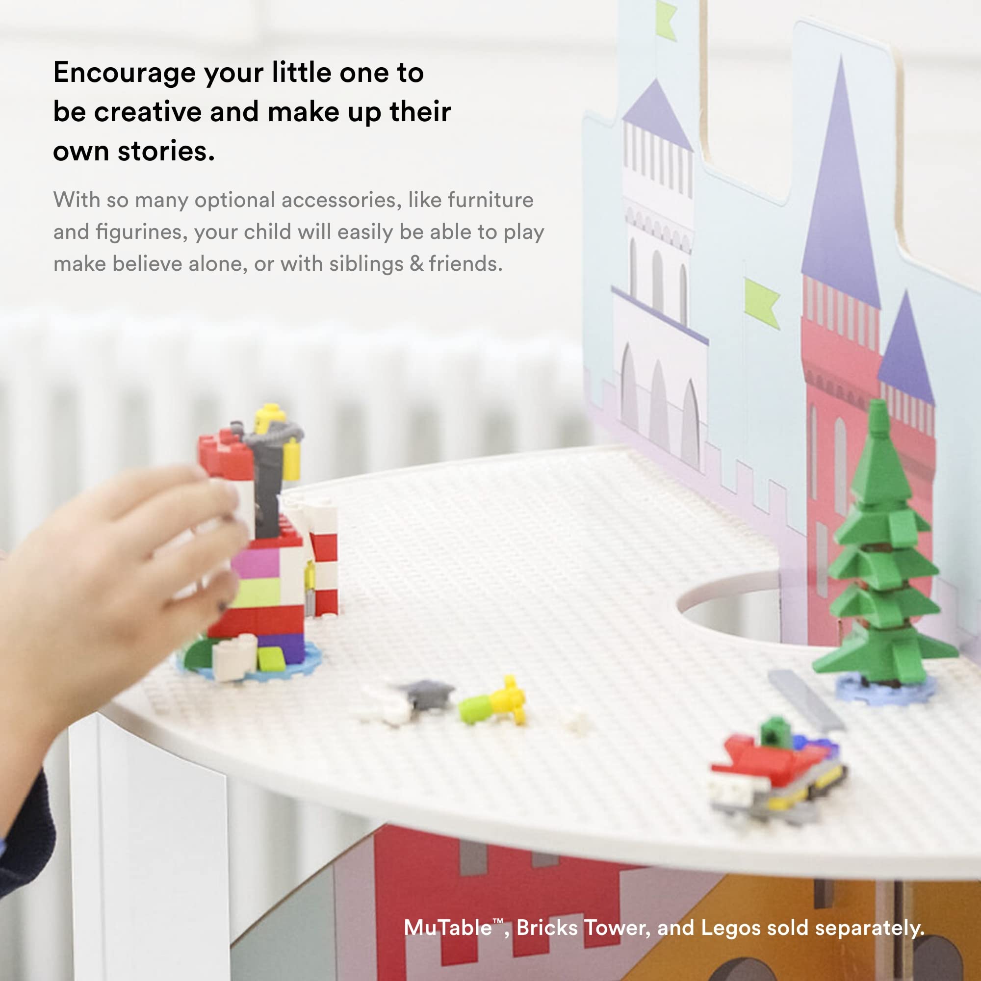 Stokke MuTable Bricks Tower Scenario, Castle - Three Levels & Six Fairy Tale Castle Scenes - Tool-Free Assembly