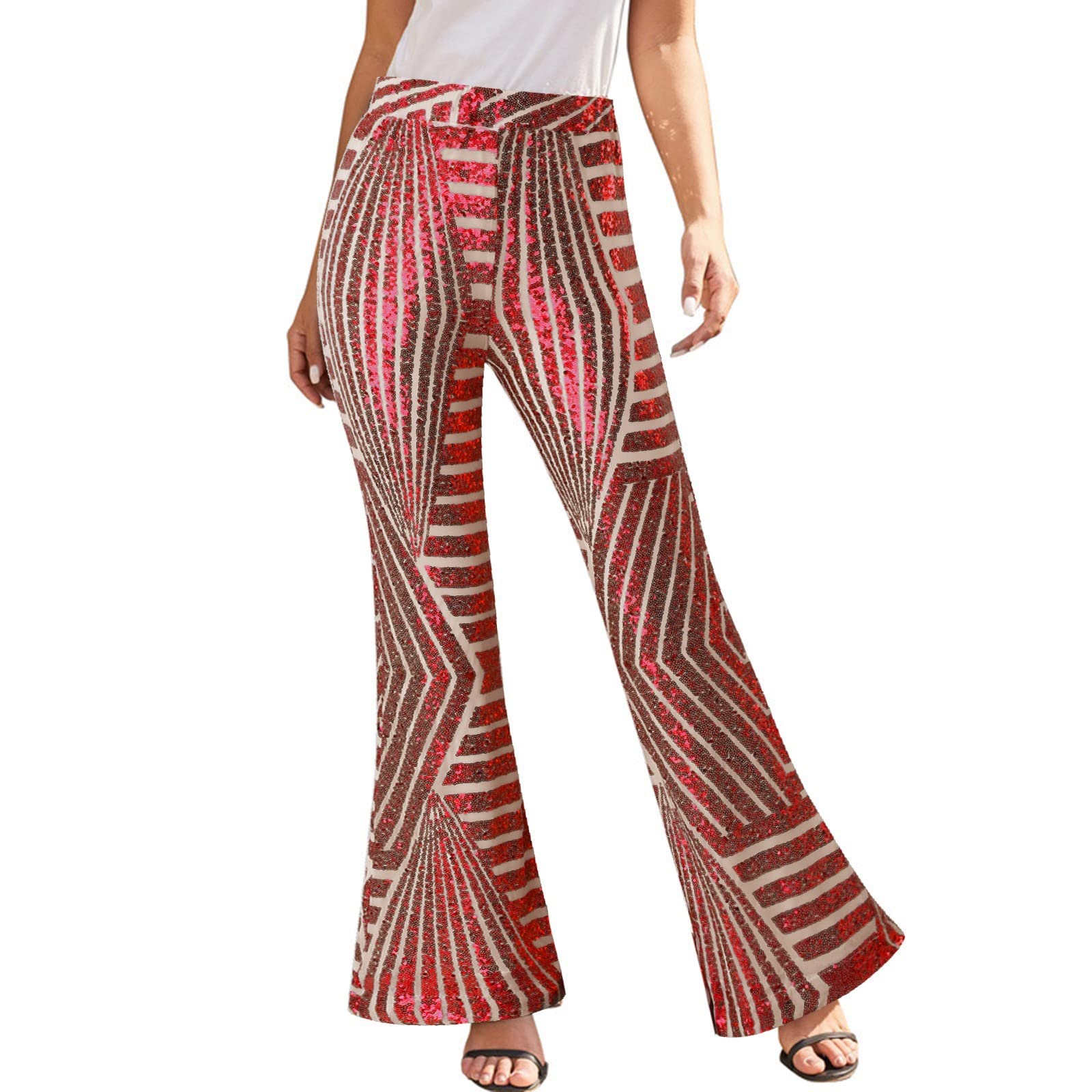 Générique Pantalon Femme Taille Haute Confortable Chic Élégant Casual Large Bureau Fluide Droit Palazzo Cigarette Été Slim Lin Ample A87