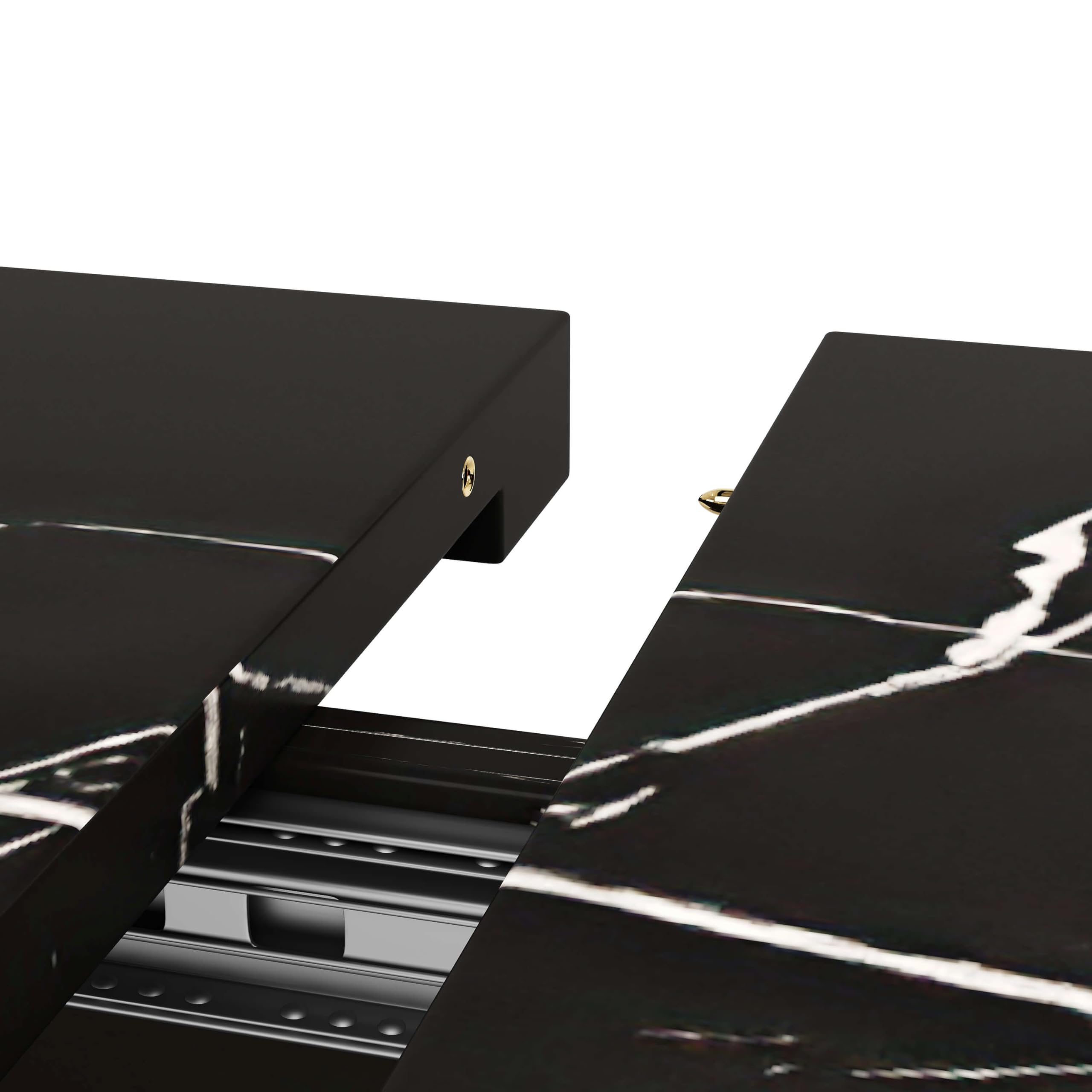 Esstisch Teleskoptisch (120-160 * 75cm), Tisch,mit Hilfe Innenliegender Einlegeplatten auf 120-160cm Ausziehbar, Esstisch mit Schwarzem Marmormuster