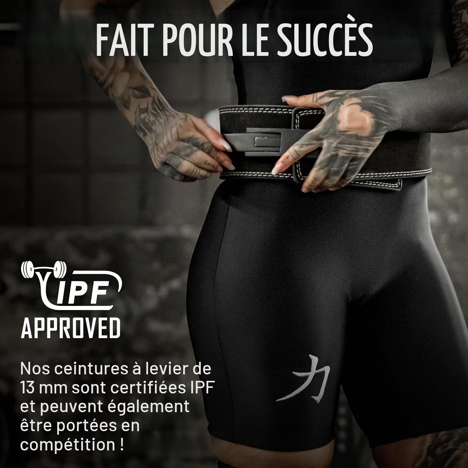 Strength Shop Ceinture de force musculation 13 mm avec boucle à levier, Certifié IPF, ceinture musculation homme et femme, robuste et durable, stabilise le tronc et la colonne pendant l'entraînement