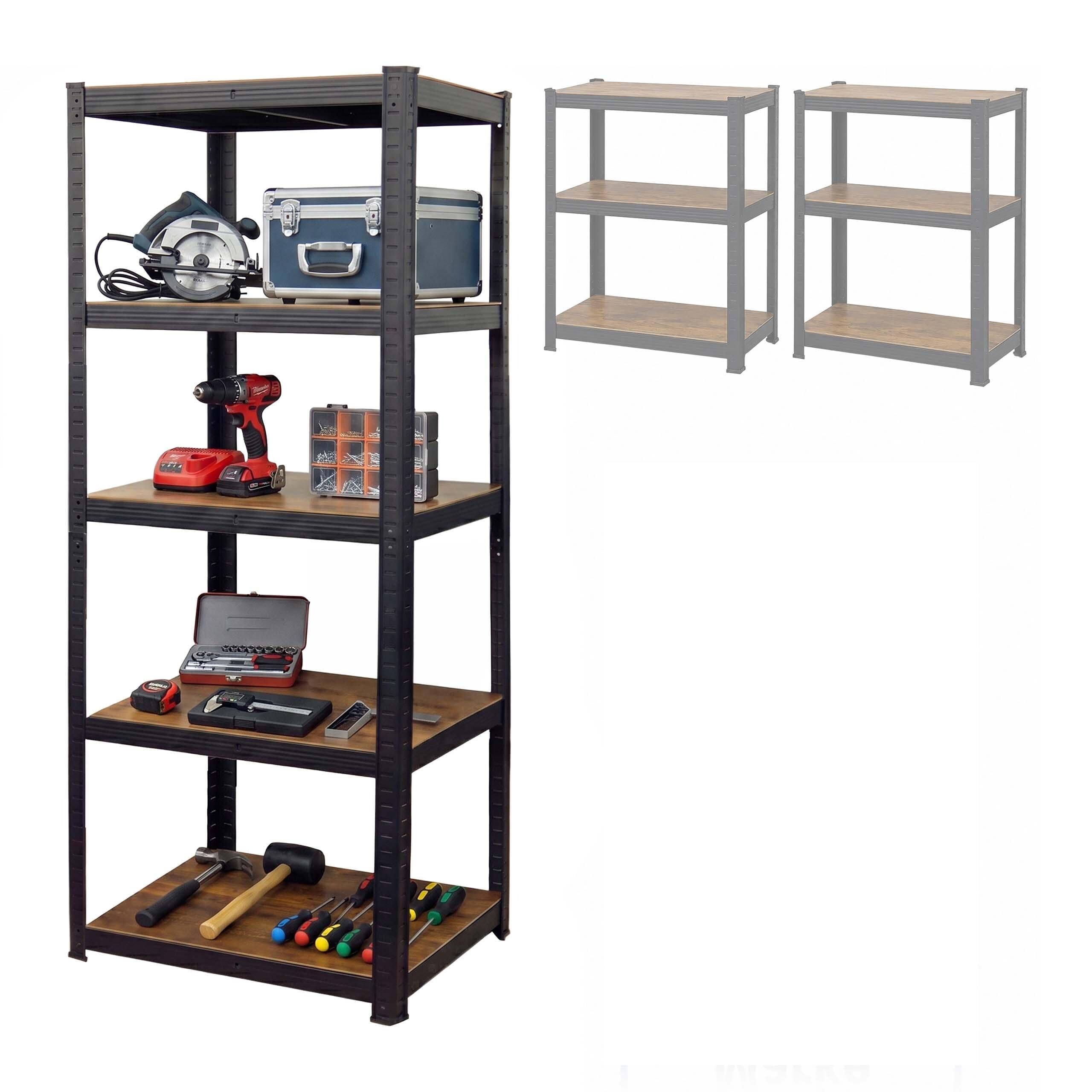 Relaxdays Heavy-Duty Rack, 500 kg, HWD: 200 x 80 x 60 cm, Black/Brown