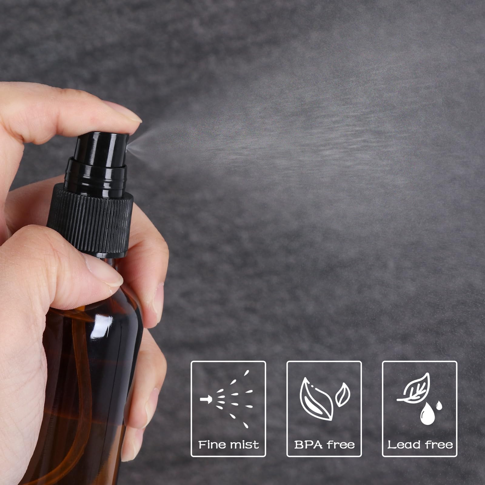 Paquete de 24 botellas de spray ámbar de 1 onza con pulverizador de niebla fina, botellas de viaje de vidrio de 30 ml para aceites esenciales cosméticos, soluciones de limpieza, perfumes y