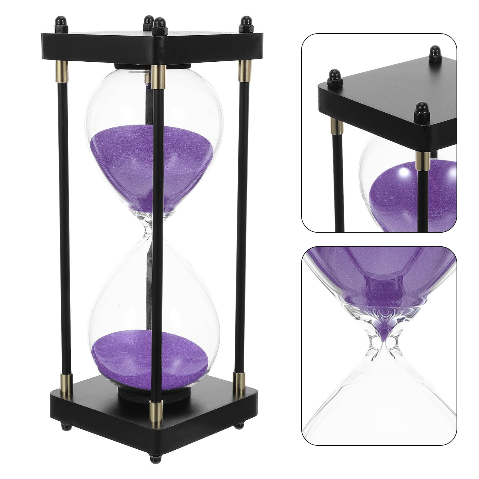 Reloj de Arena de 60 Minutos Púrpura Marco de Madera para Oficina
