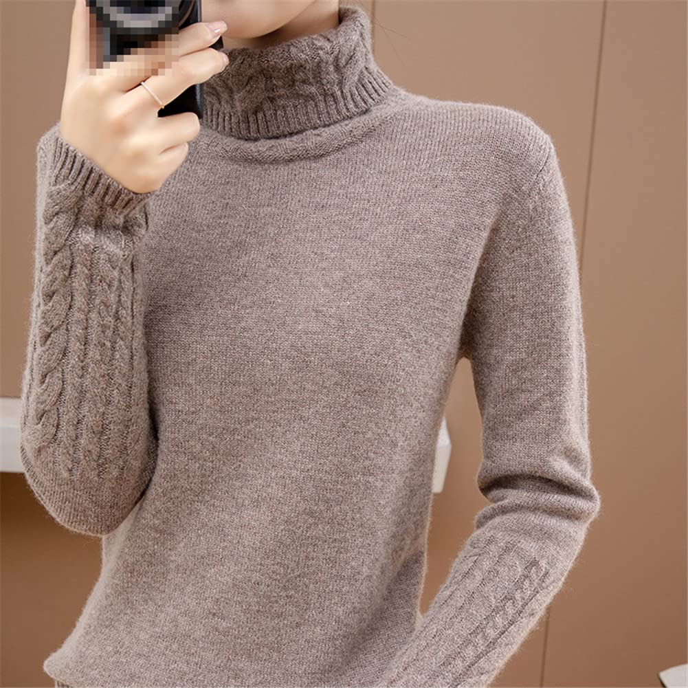 100% Kaschmir Pullover Damen Rollkragen Pullover Sweater Knopf Solide Strickpullover Tops