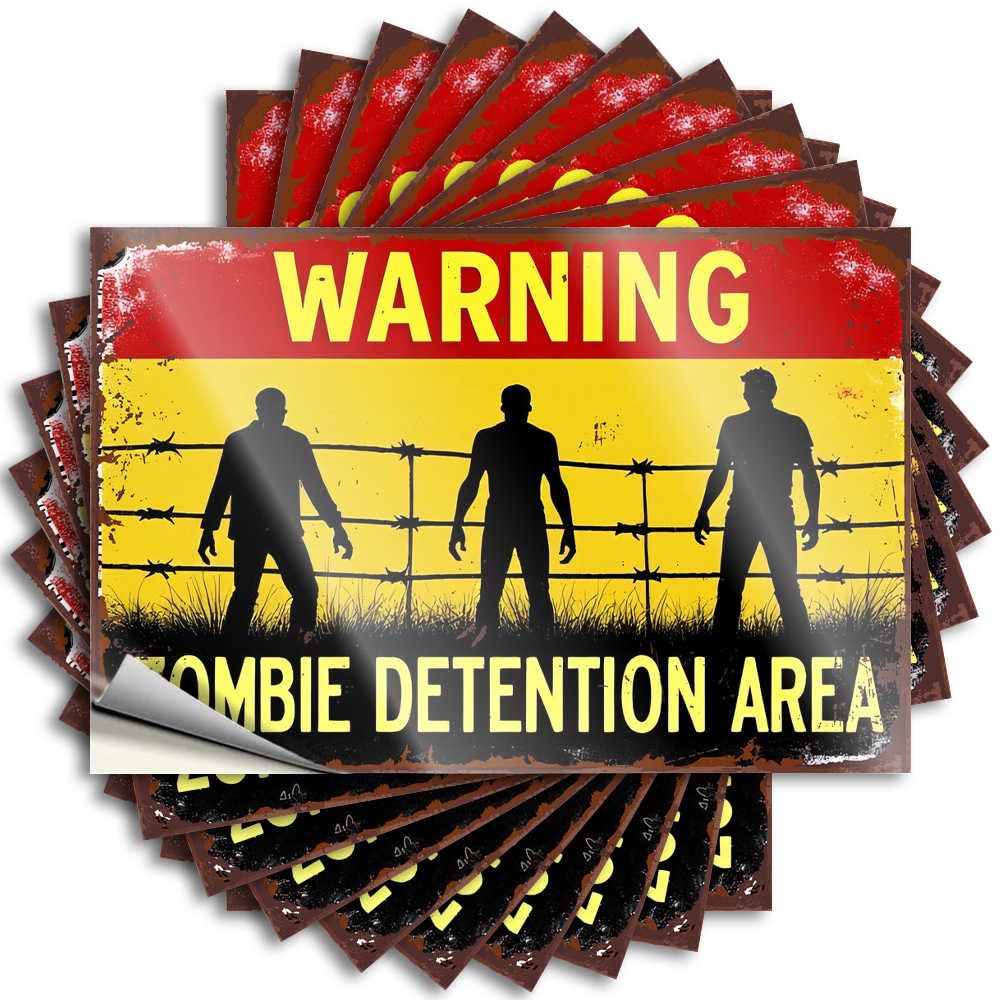 Abipuir - Zombie Detention Area Joke Stickers, 10 Car Stickers (12 x 18 cm)