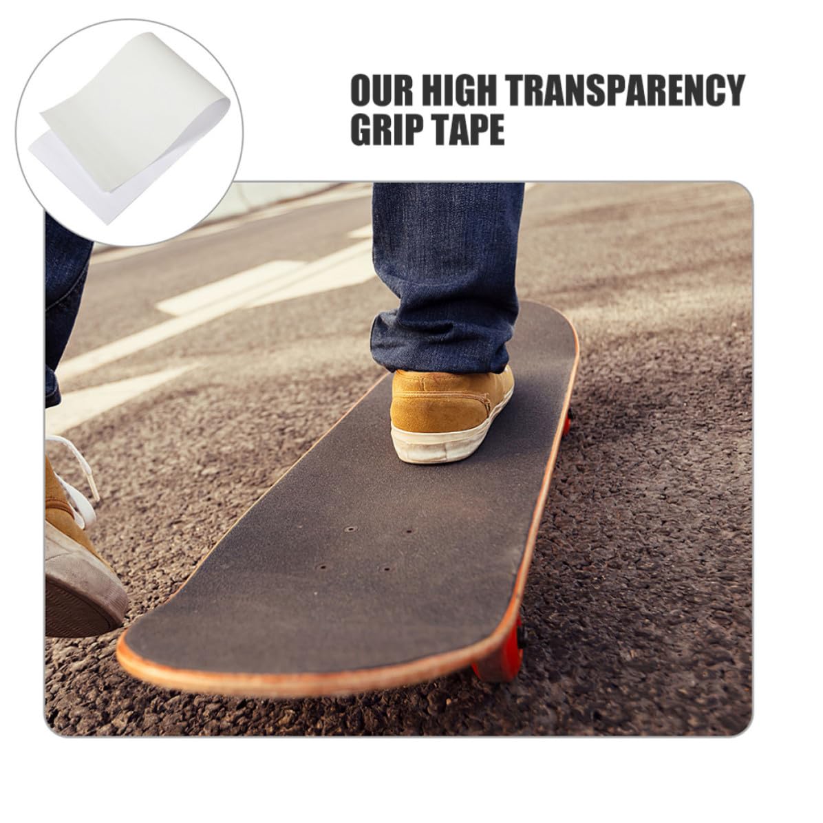 TOPBATHY 4 Stück Transparentes Griptape für Skateboards und Scooter, | Hohe Transparenz, Rutschhemmende Oberfläche, Sand Körnung, für Street Skating und Verschiedene Boards