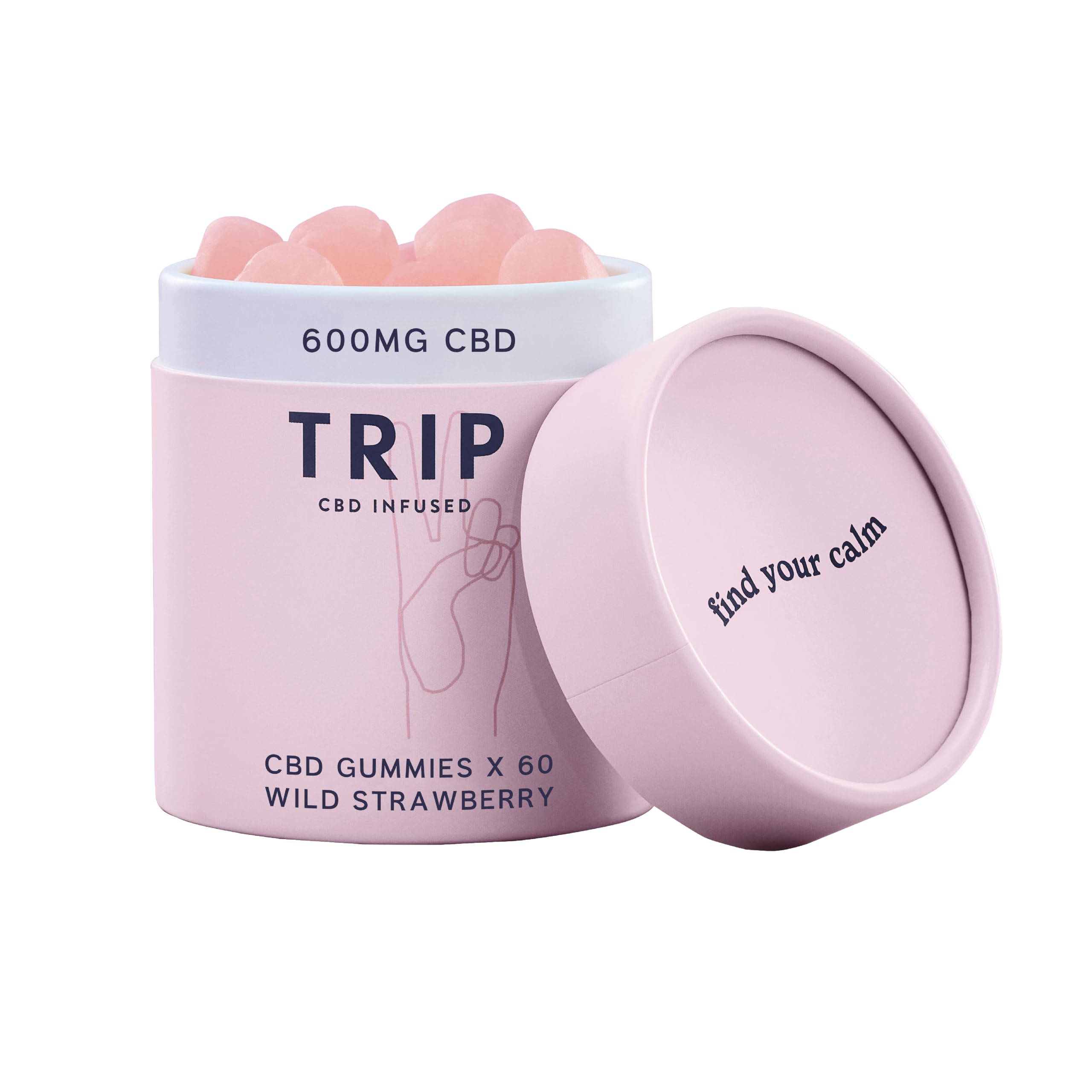 TRIP CBD Infused Wild Strawberry Gummies (60 Gummies). High Strength CBD Edibles. 600MG CBD – Vegan, THC-Free, Natural Flavour